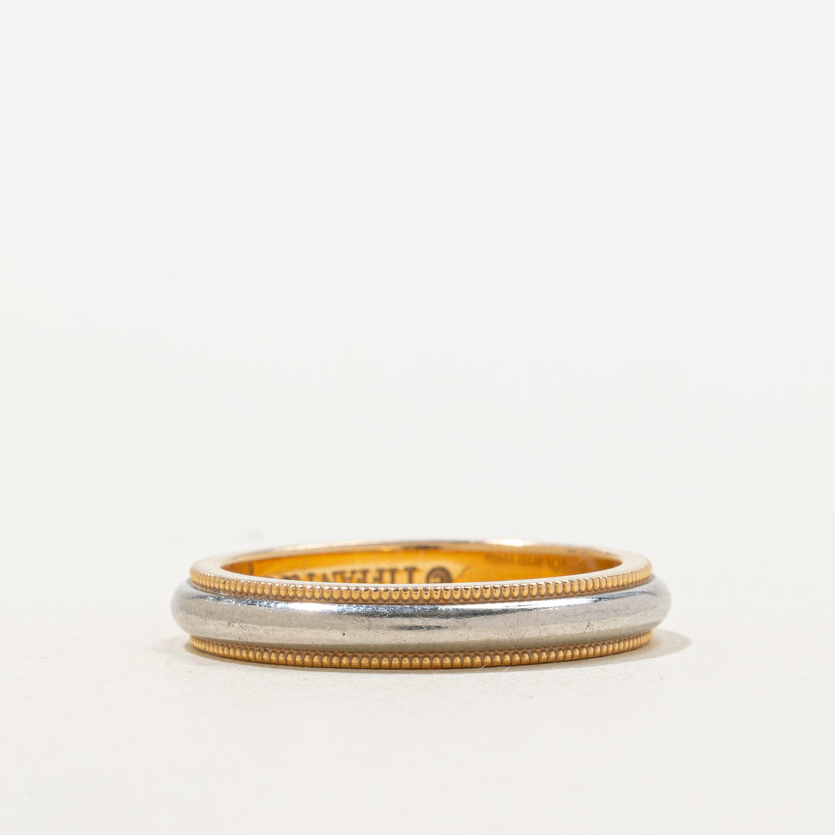 'Tiffany & Co.' Tiffany Together Milgrain Band Ring in 18k and Platinum | 3.5mm | SZ 6.5