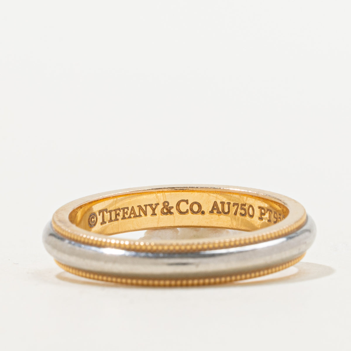 'Tiffany & Co.' Tiffany Together Milgrain Band Ring in 18k and Platinum | 3.5mm | SZ 6.5