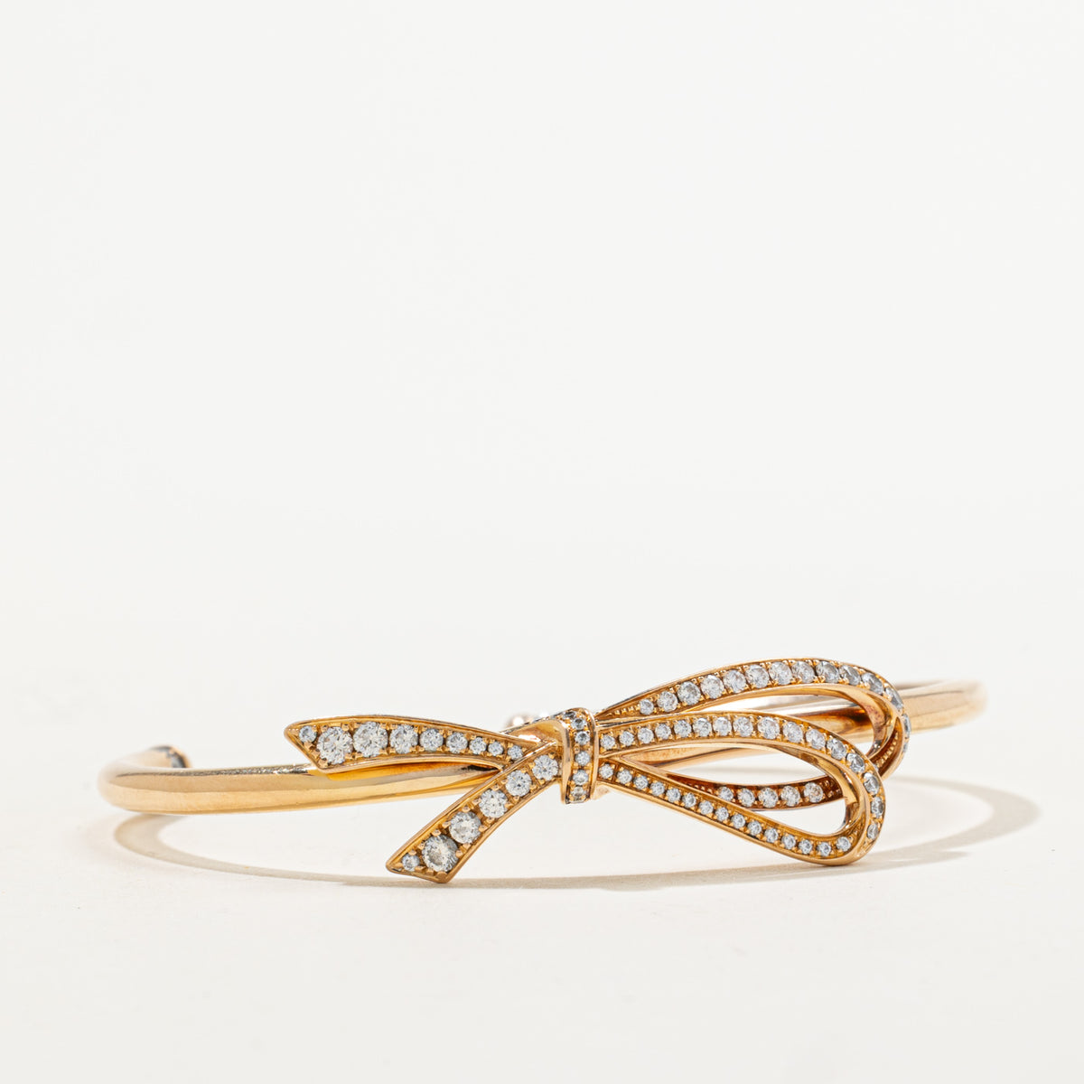 'Tiffany & Co.' Diamond Large Bow Cuff Bracelet 18K Rose Gold | 0.82ctw | 5.5"