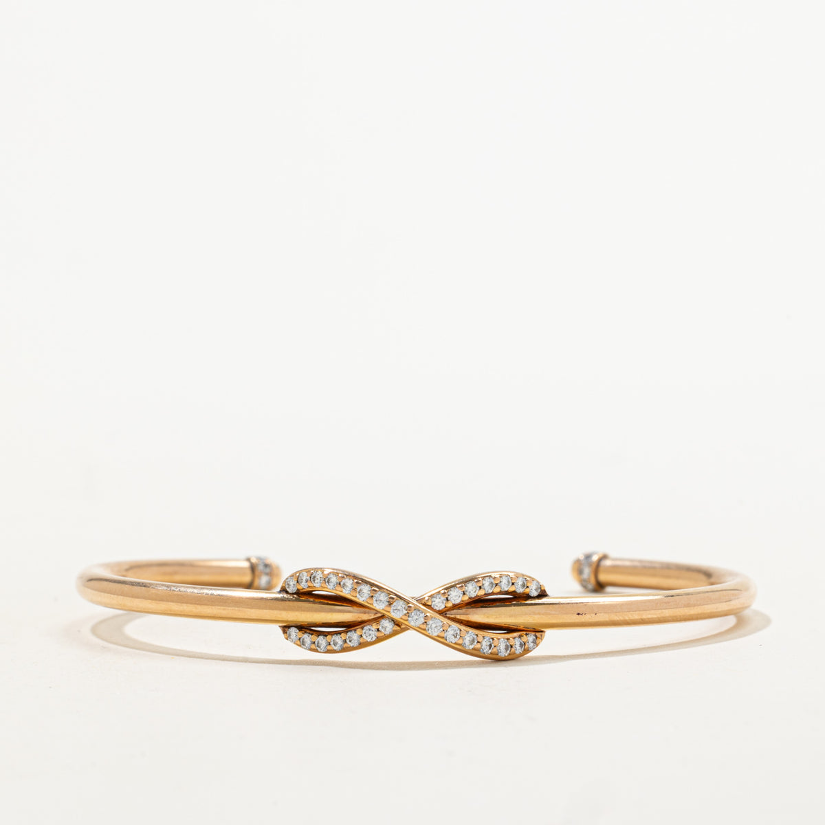 'Tiffany & Co.' 18K Rose Gold Diamond Infinity Cuff Bangle Bracelet | 0.39ctw | 5.5"