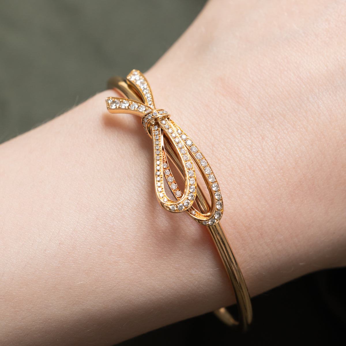 'Tiffany & Co.' Diamond Large Bow Cuff Bracelet 18K Rose Gold | 0.82ctw | 5.5"
