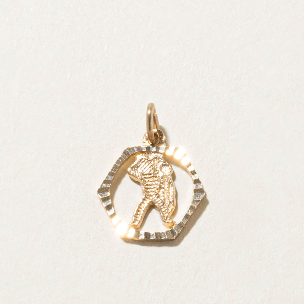 10k Aquarius Zodiac Charm