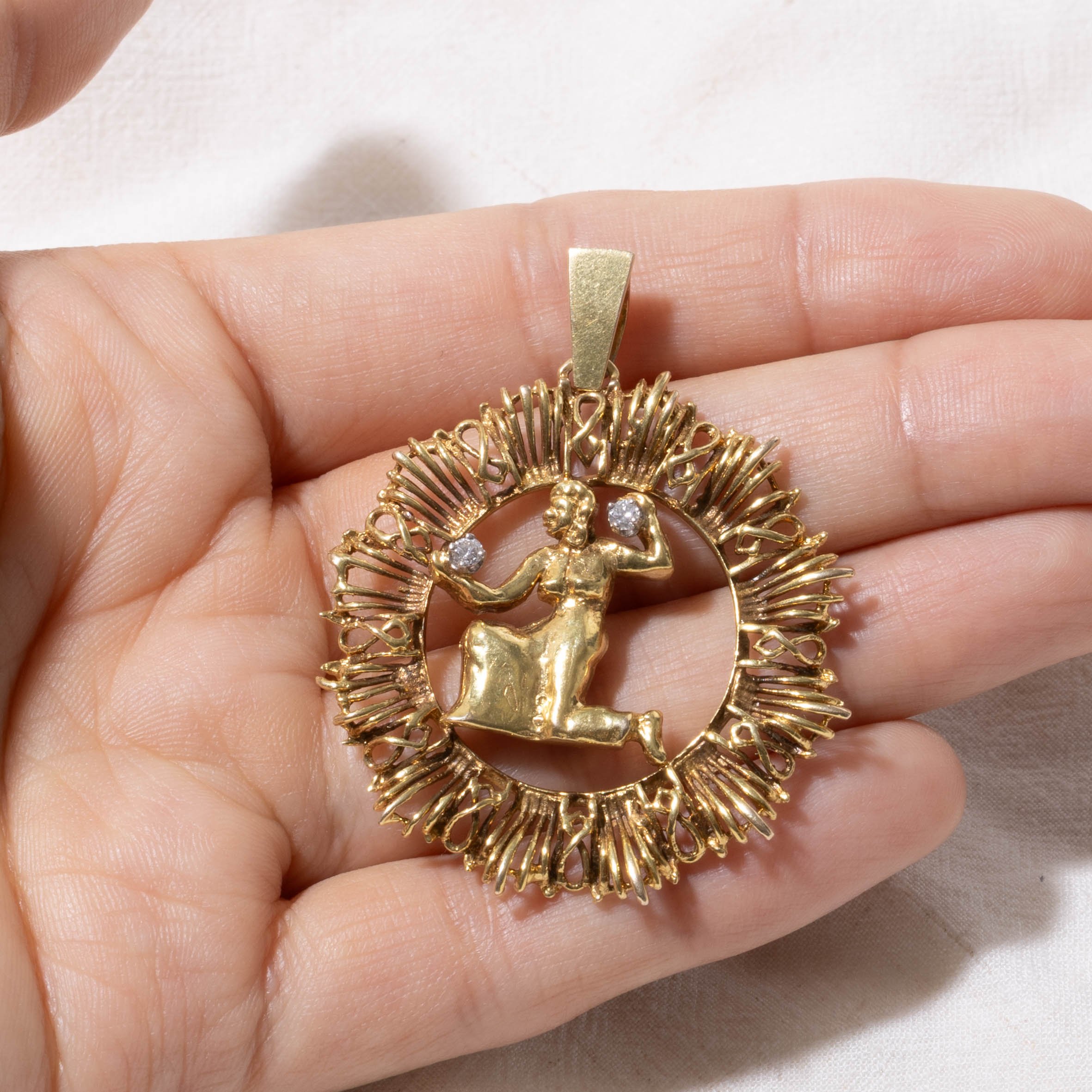 12k Diamond Virgo Zodiac Pendant
