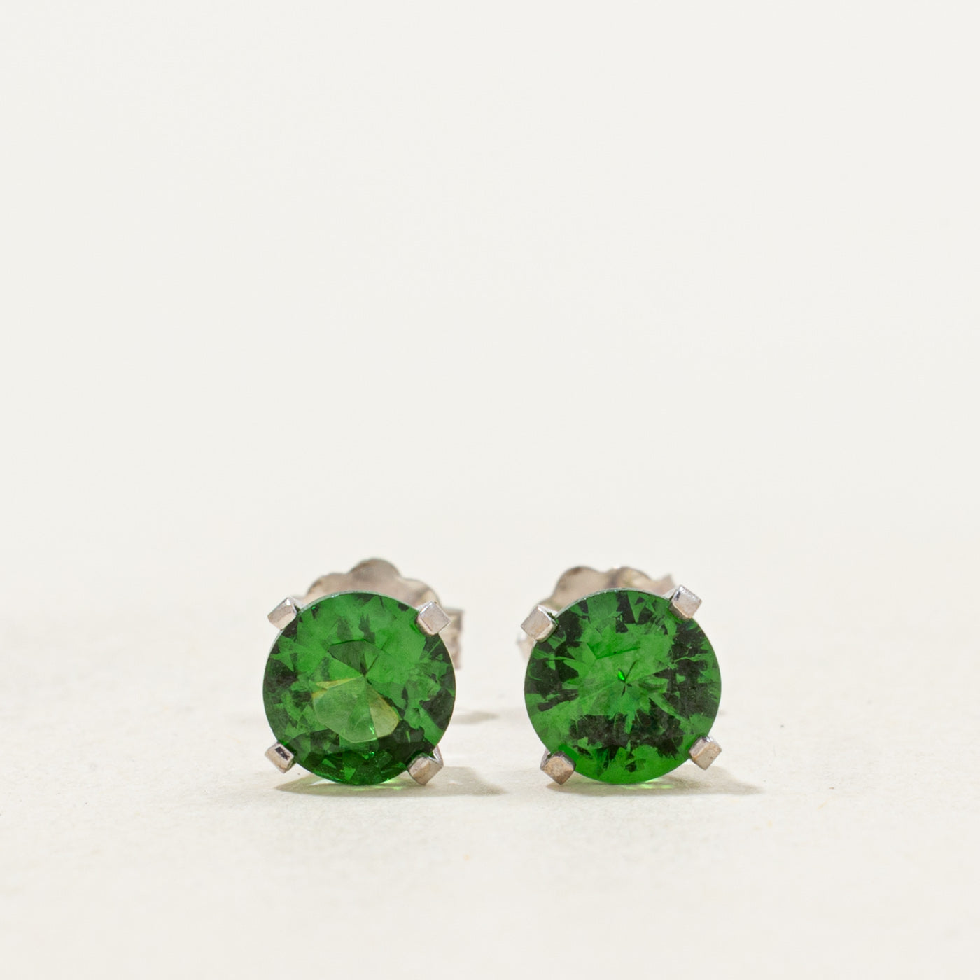 14k Solitaire Tsavorite Garnet Stud Earrings | 1.00ctw