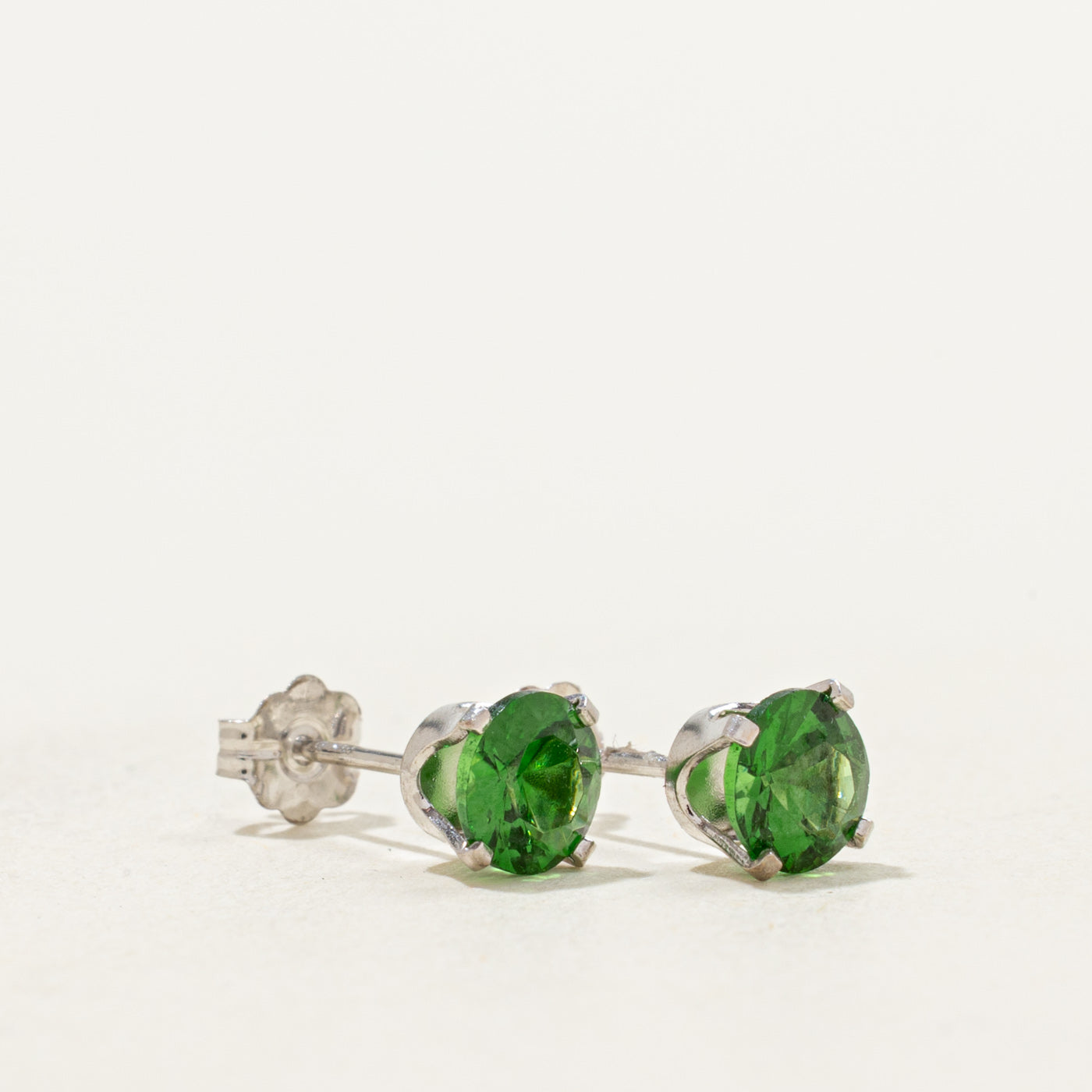14k Solitaire Tsavorite Garnet Stud Earrings | 1.00ctw