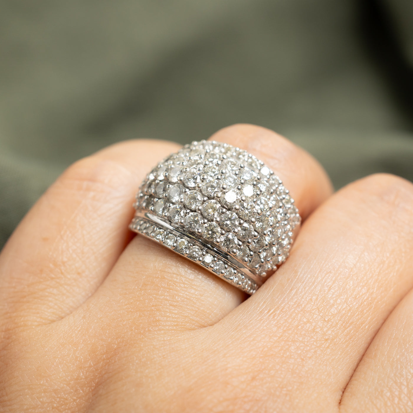 14k Multi Row Diamond Dome Ring | 3.40ctw | SZ 7