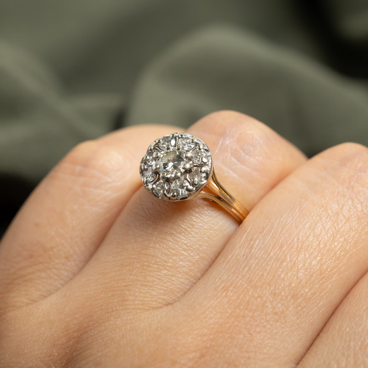 14k Yellow Gold Diamond Halo Ring | 0.44ct SI2 H/I, 0.44ctw | SZ 6.5