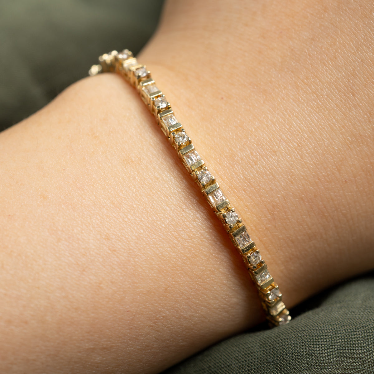 14k Eternity Mixed Cut Diamond Geometric Tennis Bracelet | 2.18ctw | 7"