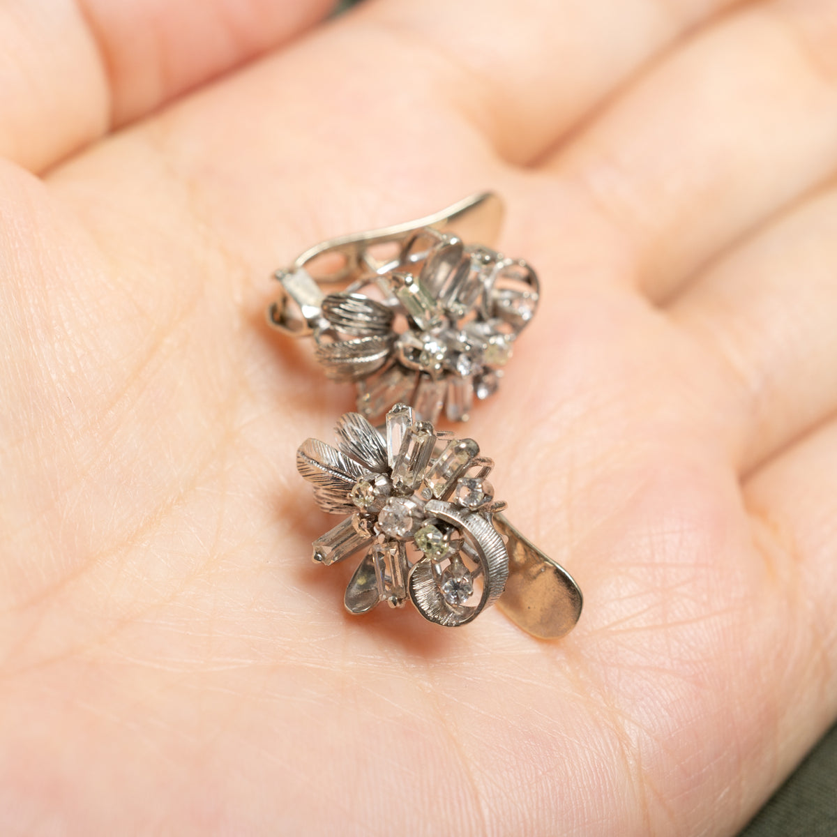 9k Old European Cut Diamond Cluster Floral Ornate Chandelier Earrings | 0.23ctw