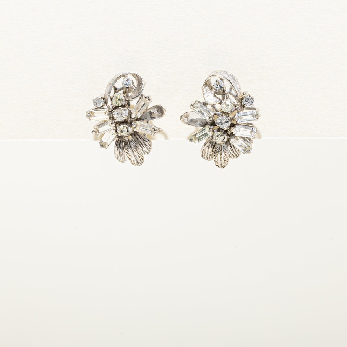 9k Old European Cut Diamond Cluster Floral Ornate Chandelier Earrings | 0.23ctw