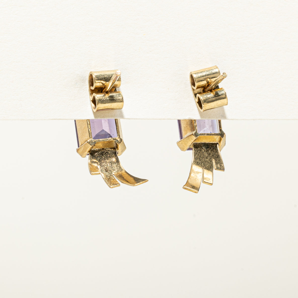 14k Amethyst Ribbon Drop Earrings | 7.03ctw