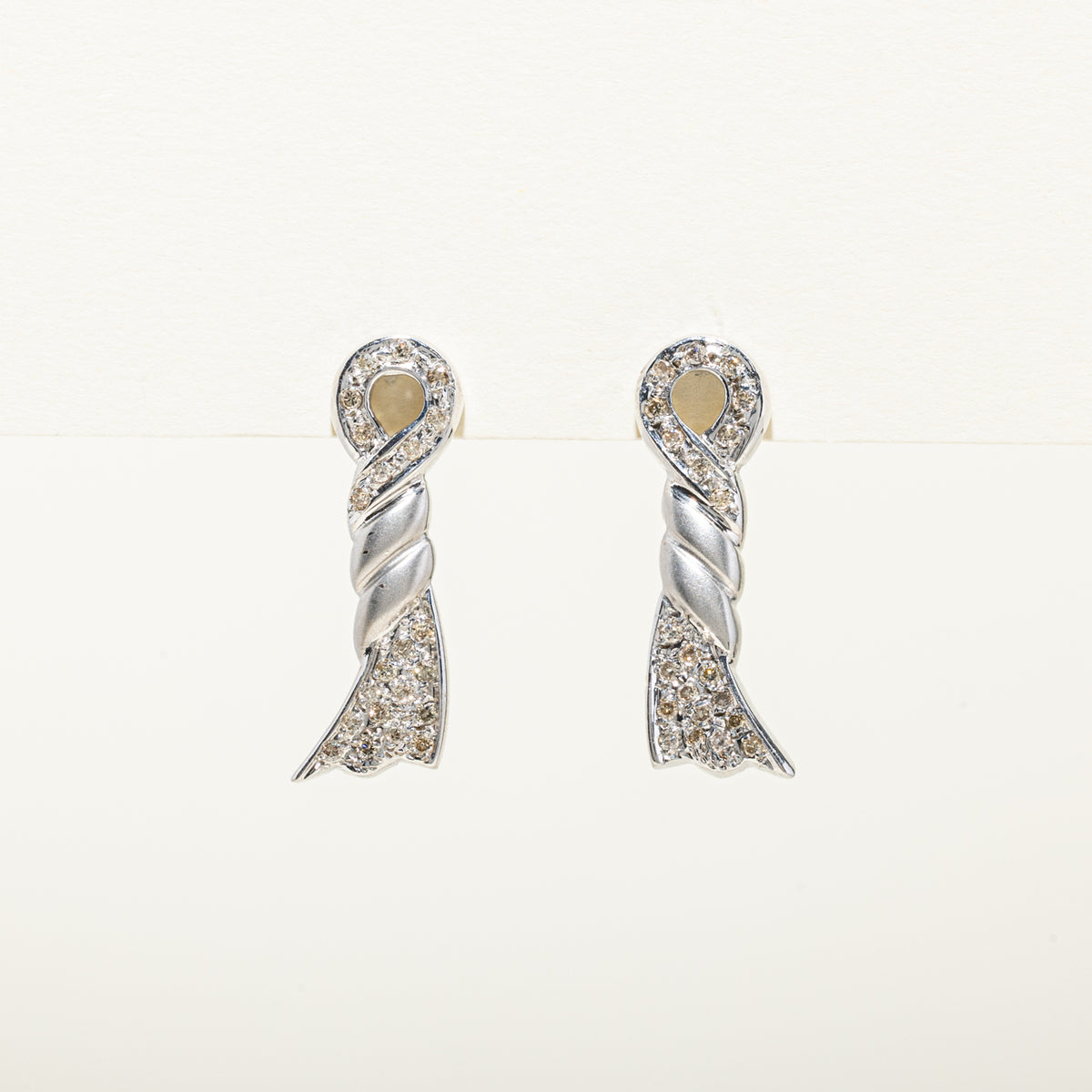 18k Brown Diamond Twisted Bow Drop Earrings | 0.59ctw