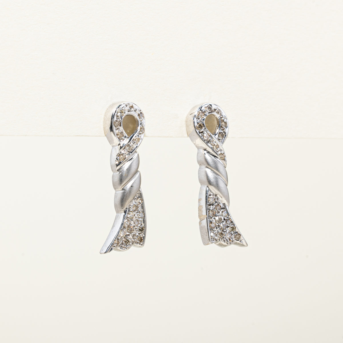 18k Brown Diamond Twisted Bow Drop Earrings | 0.59ctw