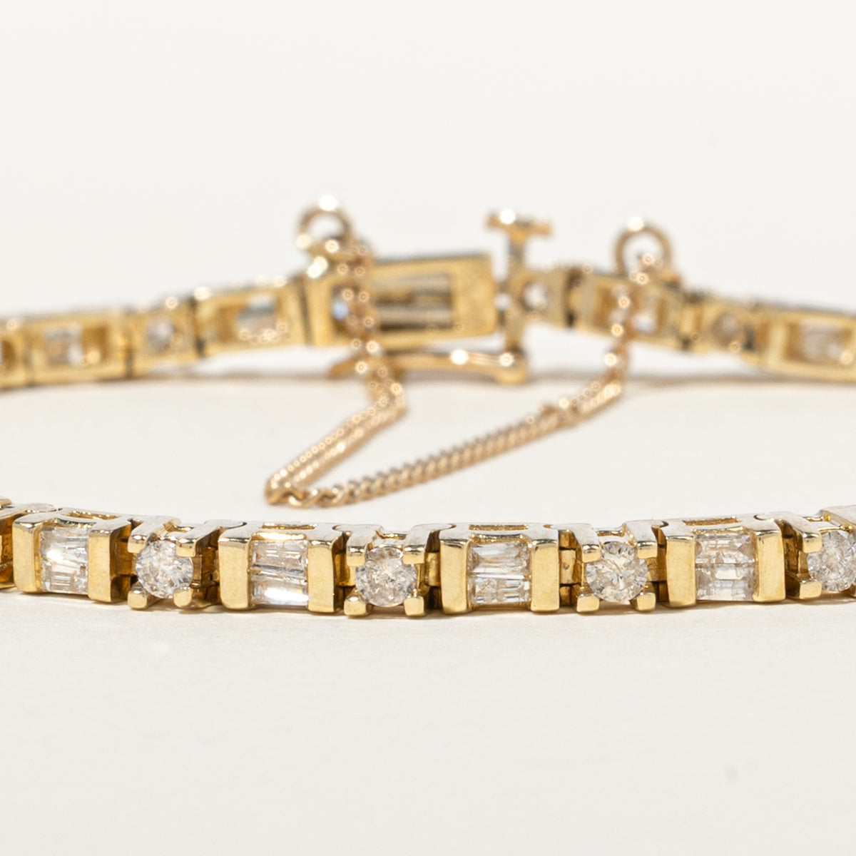 14k Eternity Mixed Cut Diamond Geometric Tennis Bracelet | 2.18ctw | 7"