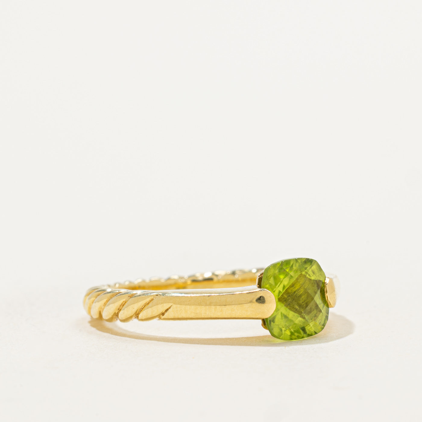 'David Yurman' 18k Peridot Cable Ring | 1.25ct | SZ 7