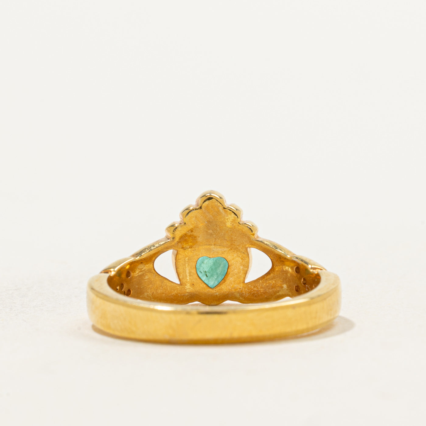 18k Emerald Heart Claddagh Ring | 0.15ct | SZ 5