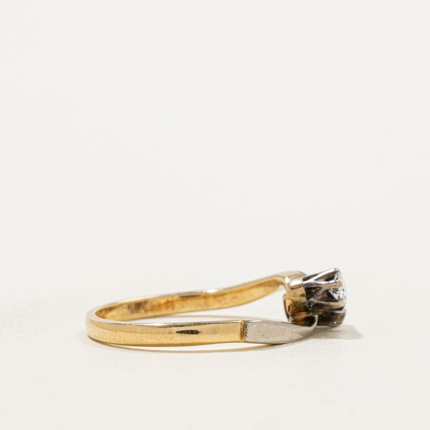 Early Art Deco 18k Transitional Cut Diamond Toi et Moi Ring | 0.23ctw