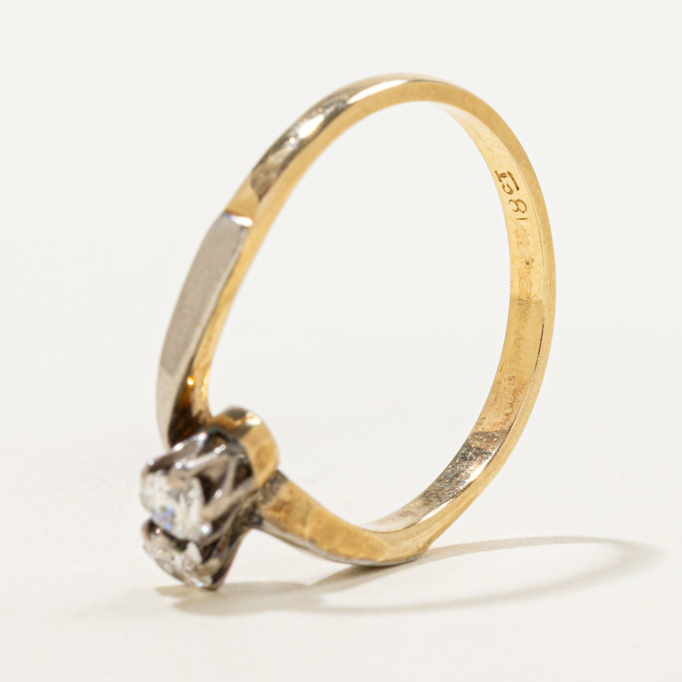 Early Art Deco 18k Transitional Cut Diamond Toi et Moi Ring | 0.23ctw
