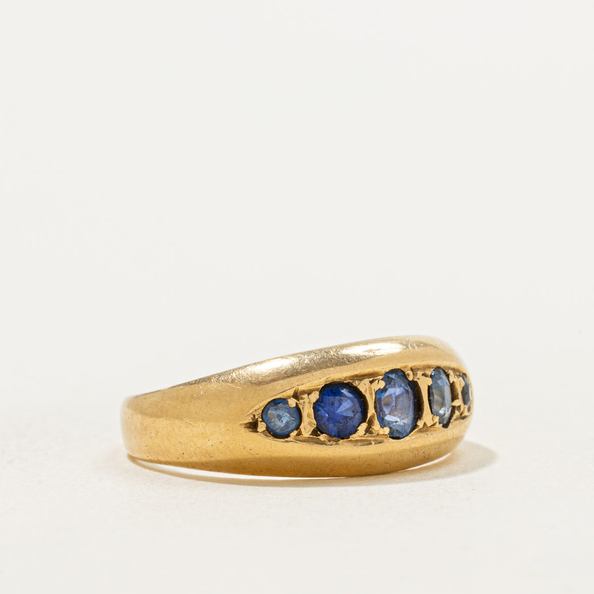 Late Victorian 18k Antique Cut Sapphire Boat Ring | 0.5ctw | SZ 6