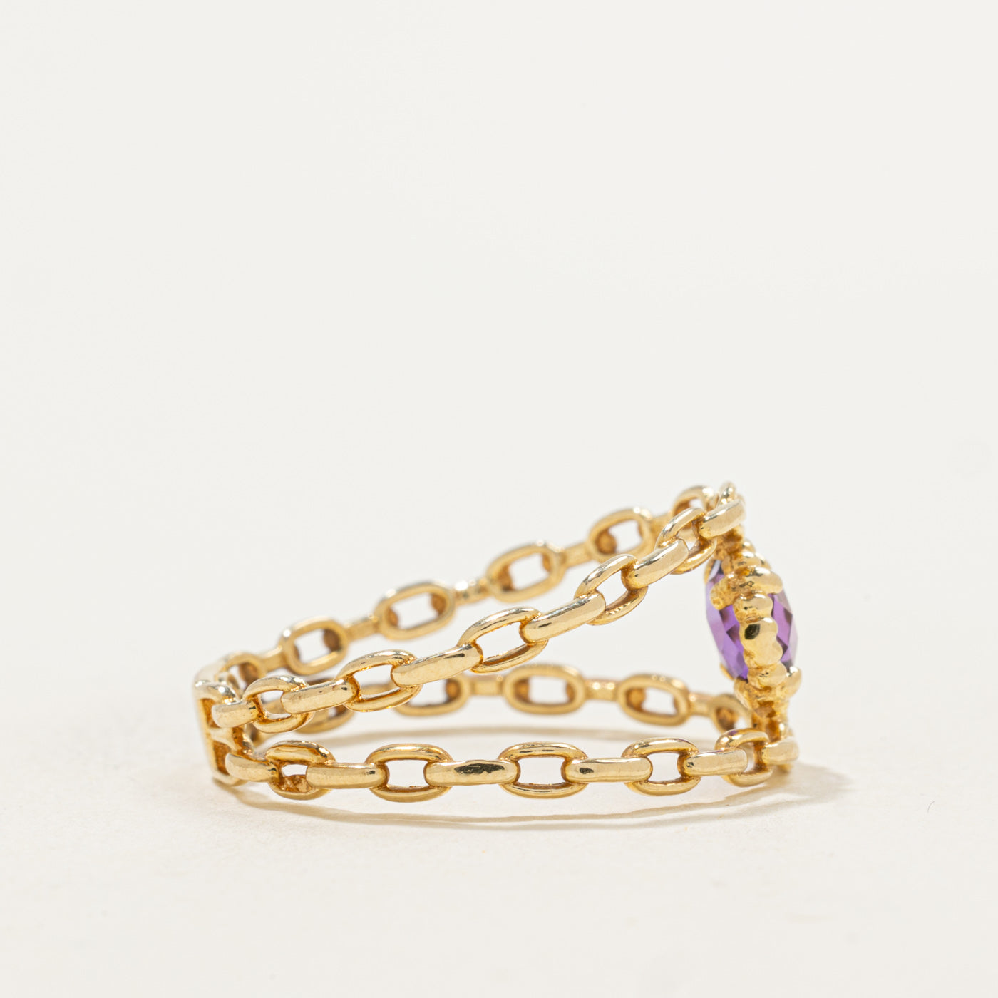 Italian 14k Amethyst Openwork Chain Ring | 0.80ct | SZ 9.75