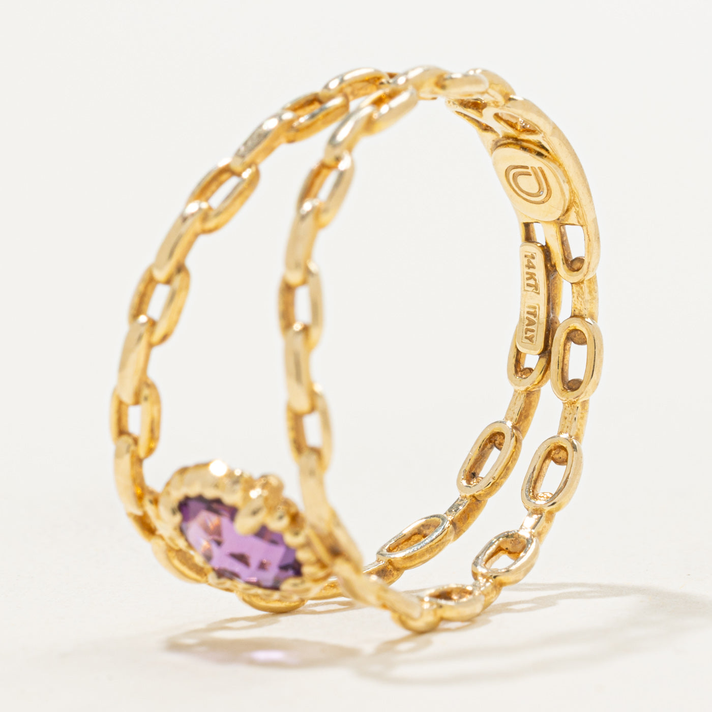 Italian 14k Amethyst Openwork Chain Ring | 0.80ct | SZ 9.75