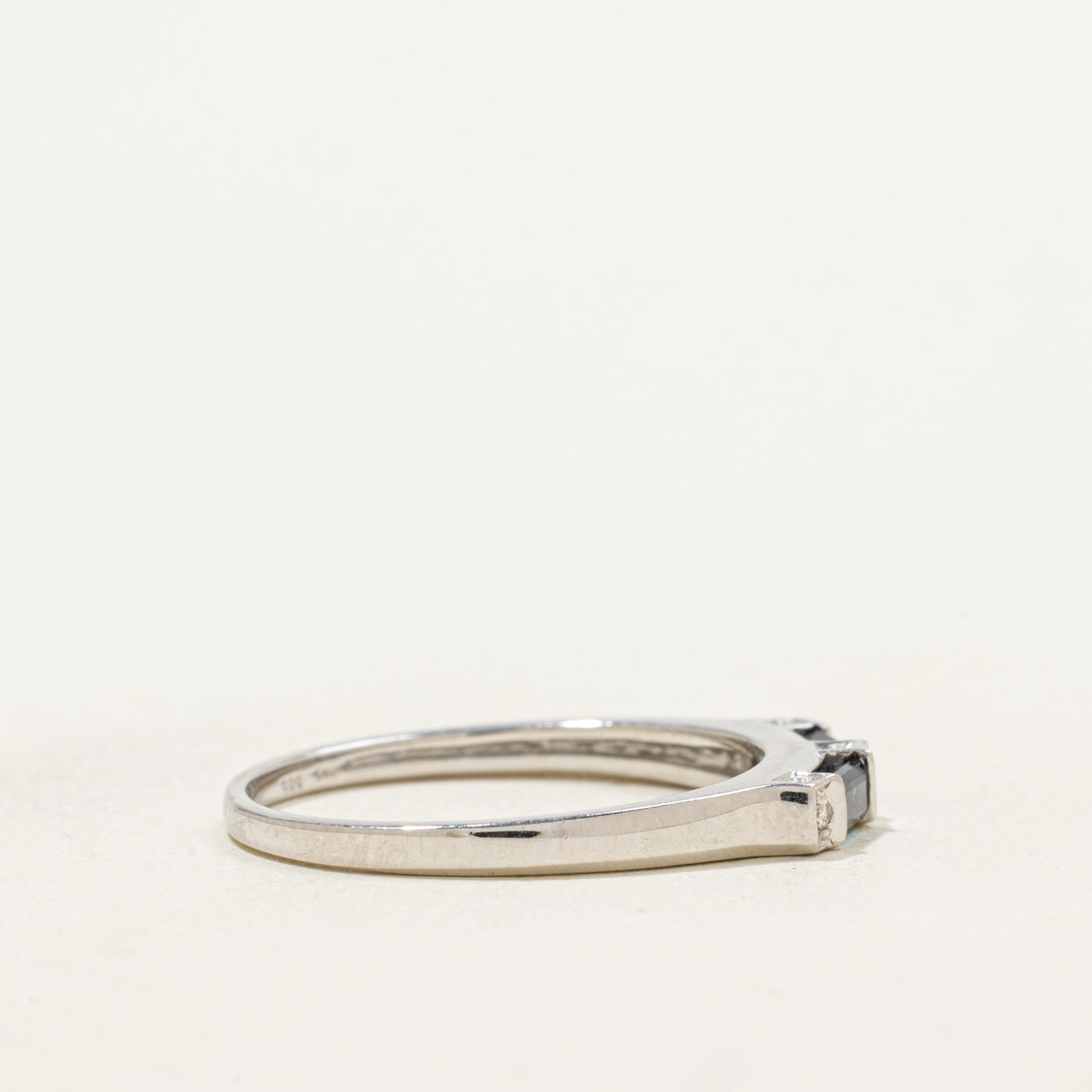 14k White Gold Sapphire & Diamond Accented Band | 0.20ctw, 0.015ctw | SZ 6.75