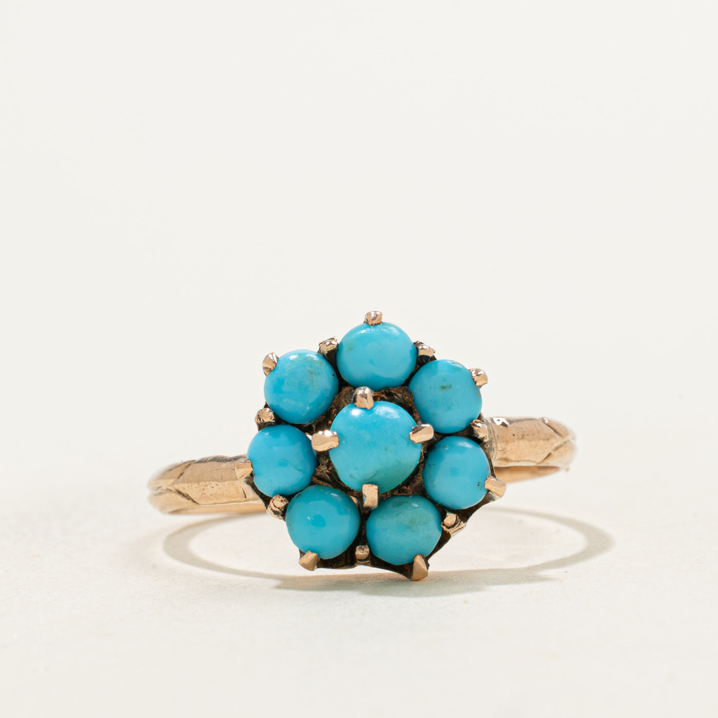 Vintage 9k Turquoise Cluster Ring | 1.25ctw | SZ 7.5
