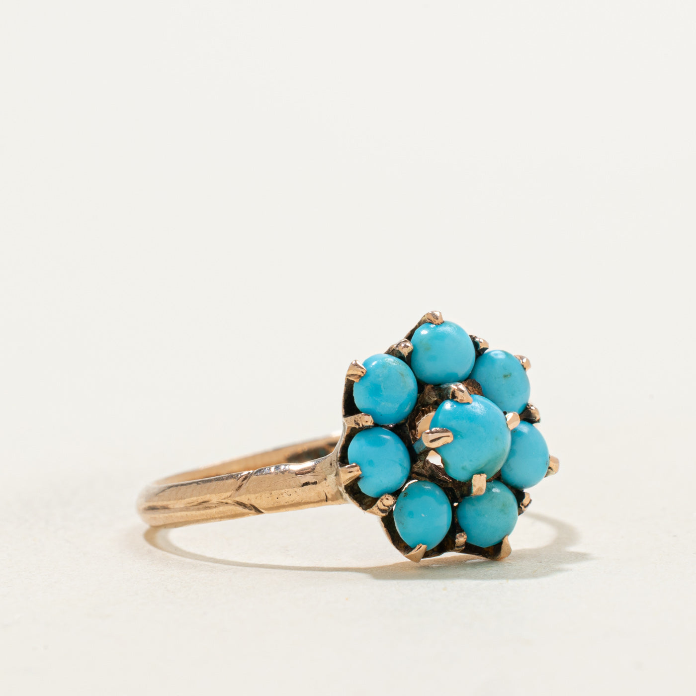 Vintage 9k Turquoise Cluster Ring | 1.25ctw | SZ 7.5