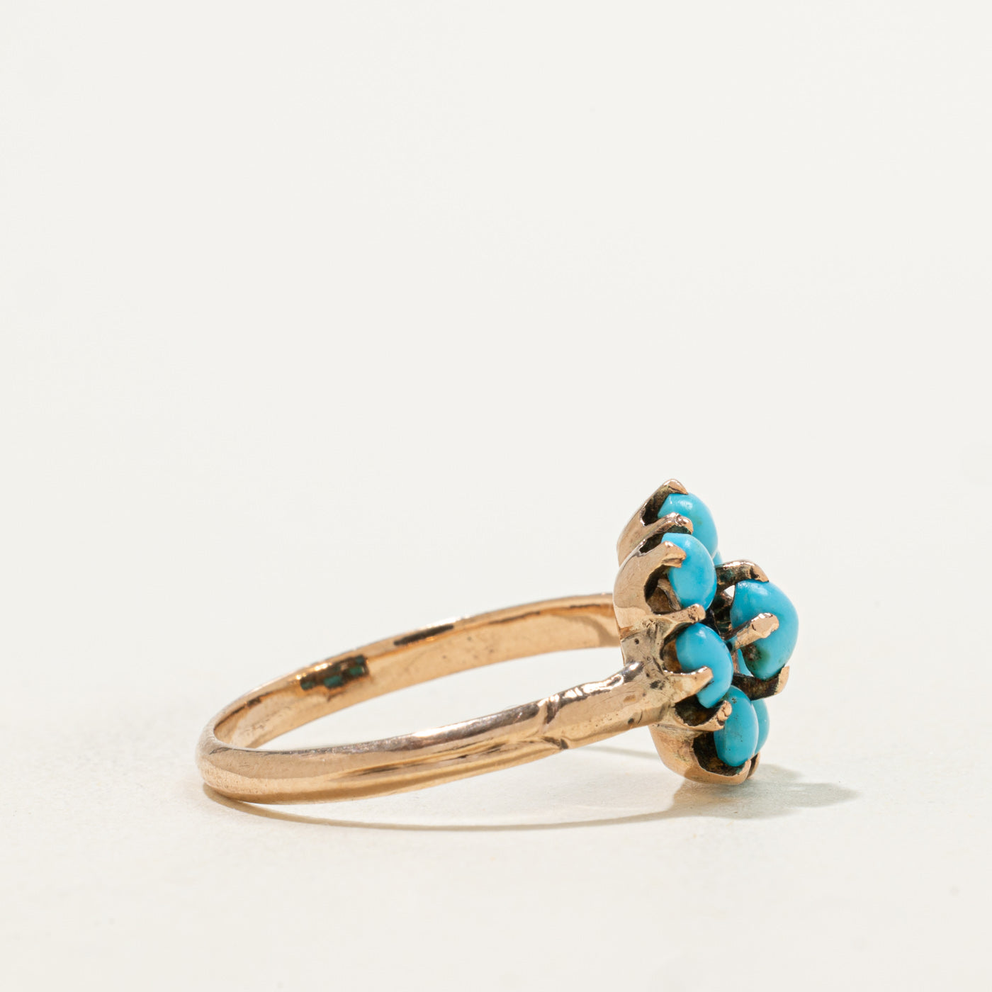 Vintage 9k Turquoise Cluster Ring | 1.25ctw | SZ 7.5
