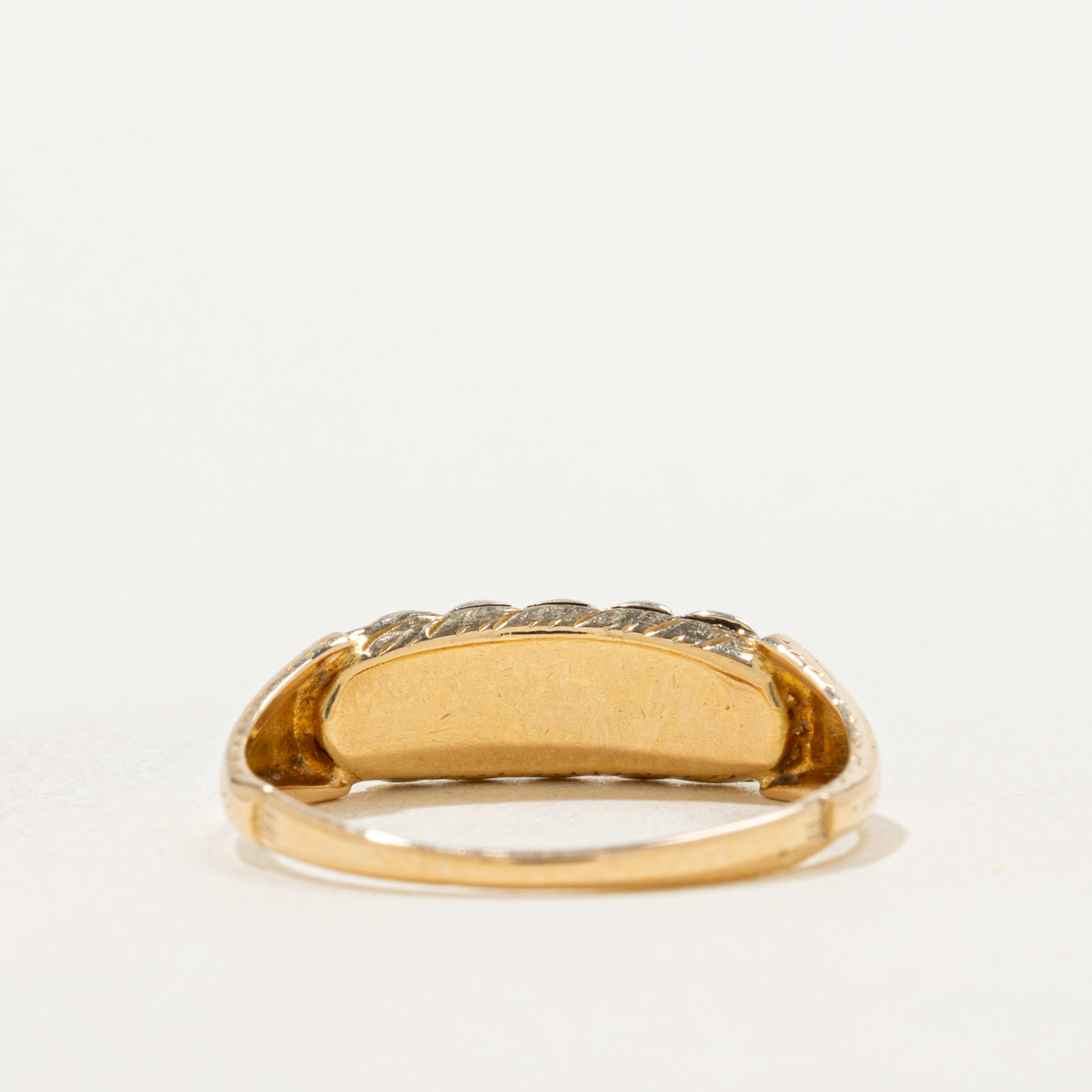Edwardian 14k Closed Back Turquoise Double Row Boat Ring | 0.60ctw | SZ 6.75