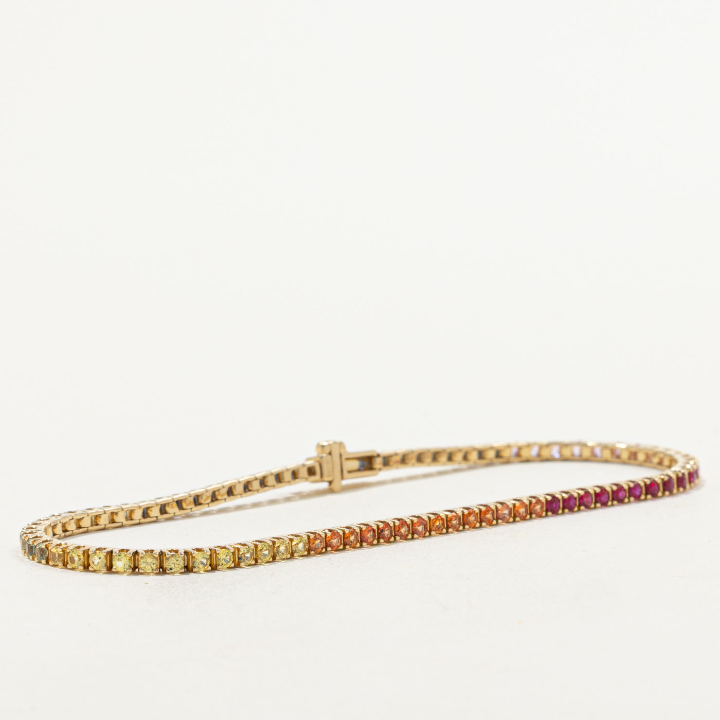 14k Rainbow Sapphire Tennis Bracelet | 2.20ctw | 7"