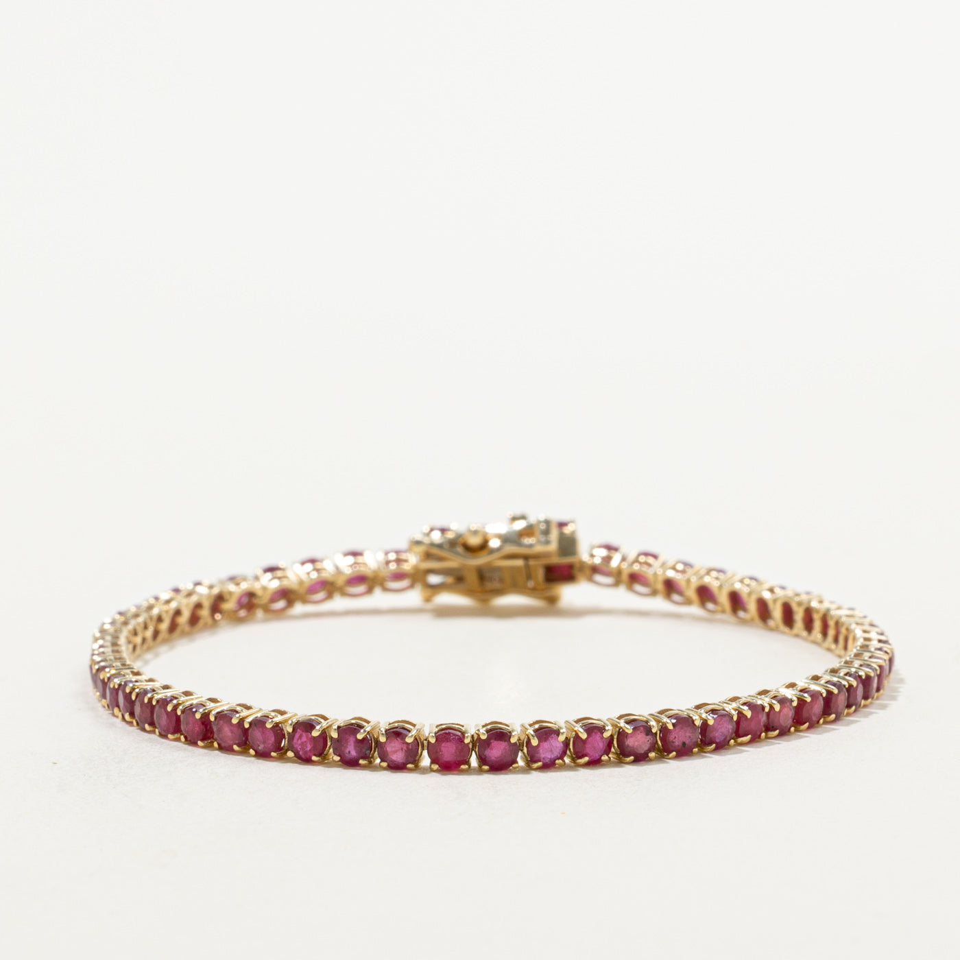 14k Glass Filled Ruby Tennis Bracelet | 7.80ctw | 7"