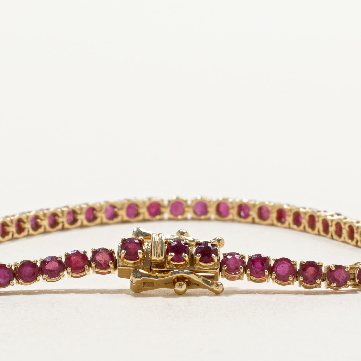 14k Glass Filled Ruby Tennis Bracelet | 7.80ctw | 7"