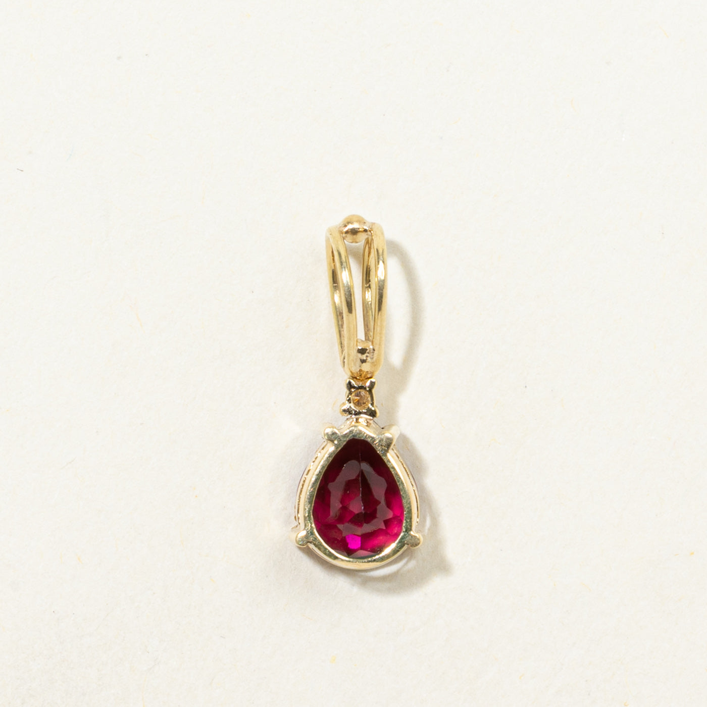 18k Pear Cut Rubellite & Diamond Accented Pendant | 3.00ct, 0.02ctw