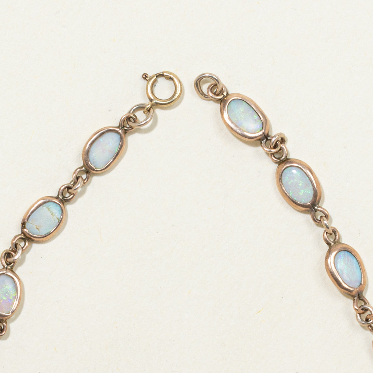 Vintage 9k Bezel Set Oval Cabochon Opal Bracelet | 2.00ctw | 7.5"