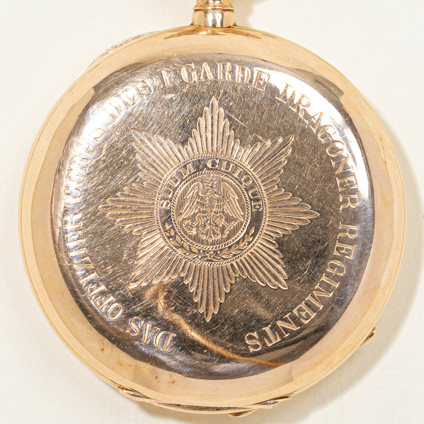 1880s Glashutte 18k Pocket Watch With Hunter Case, Regiment of the Gardes du Corps  |