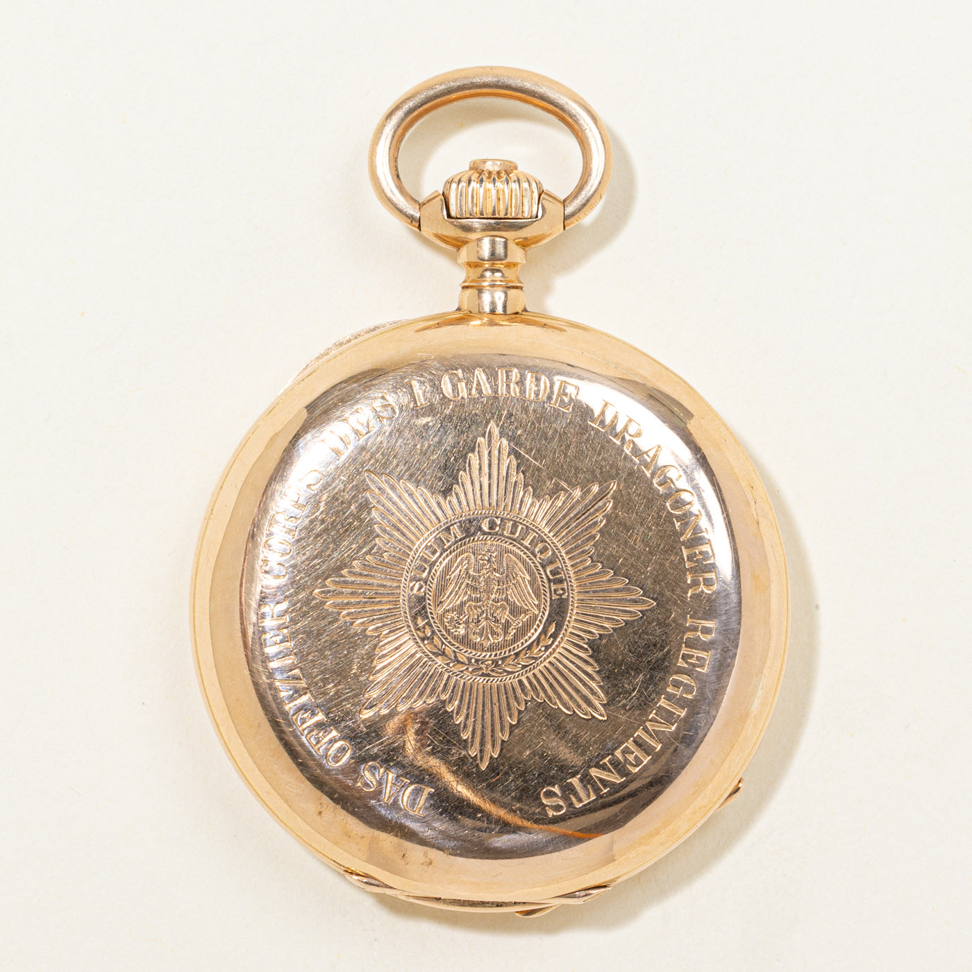 1880s Glashutte 18k Pocket Watch With Hunter Case, Regiment of the Gardes du Corps  |