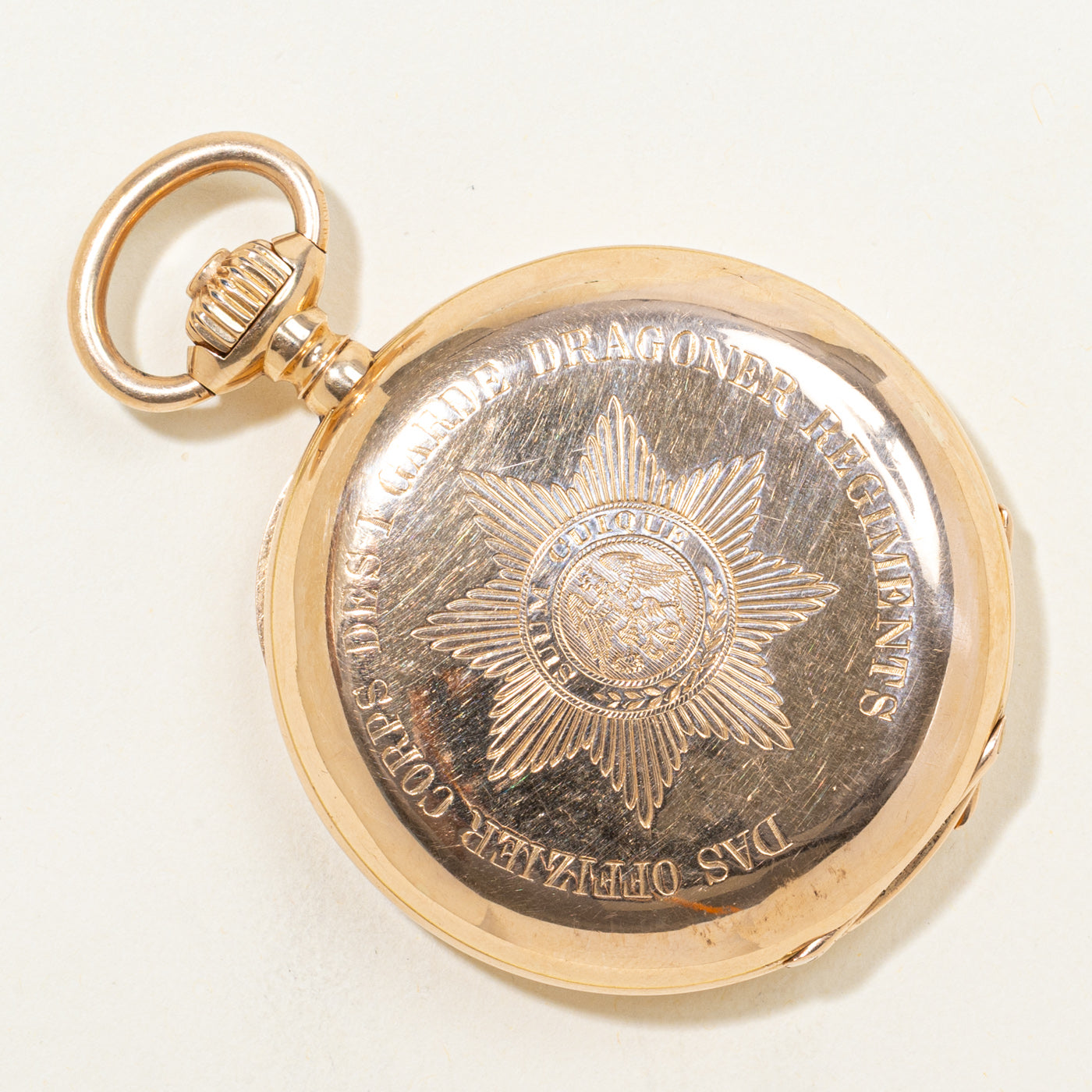 1880s Glashutte 18k Pocket Watch With Hunter Case, Regiment of the Gardes du Corps  |