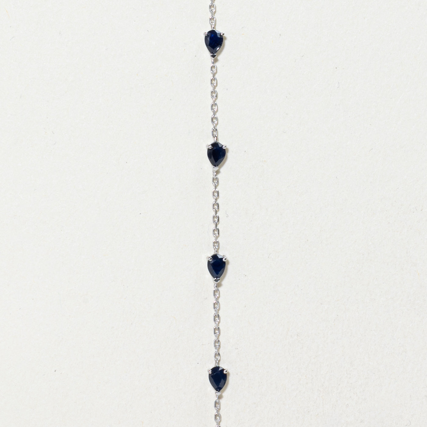 14k Pear Cut Sapphire Lariat Necklace | 1.15ctw | 17" + 4" Drop