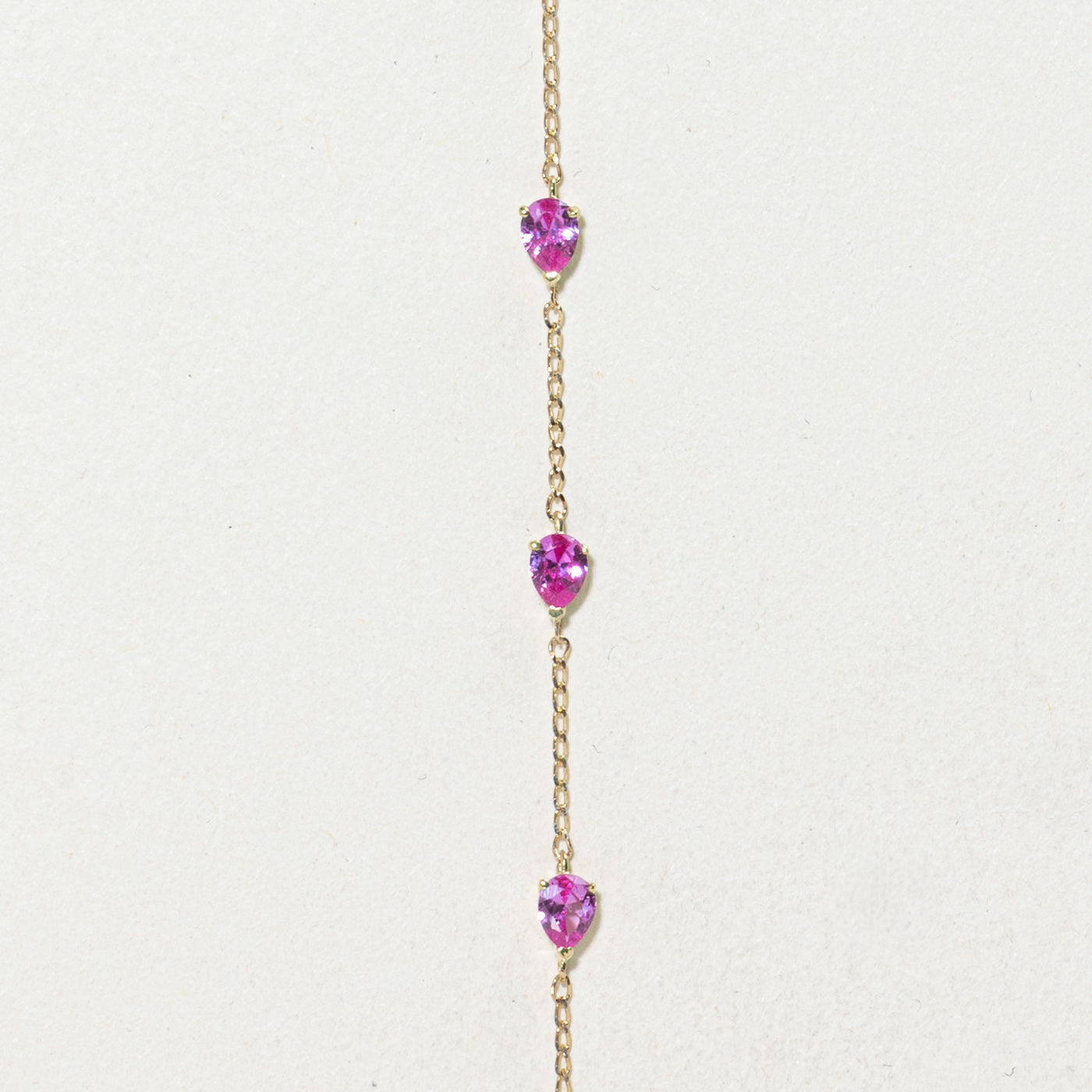 14k Pear Cut Pink Topaz Lariat Necklace | 1.30ctw | 17" + 4" Drop