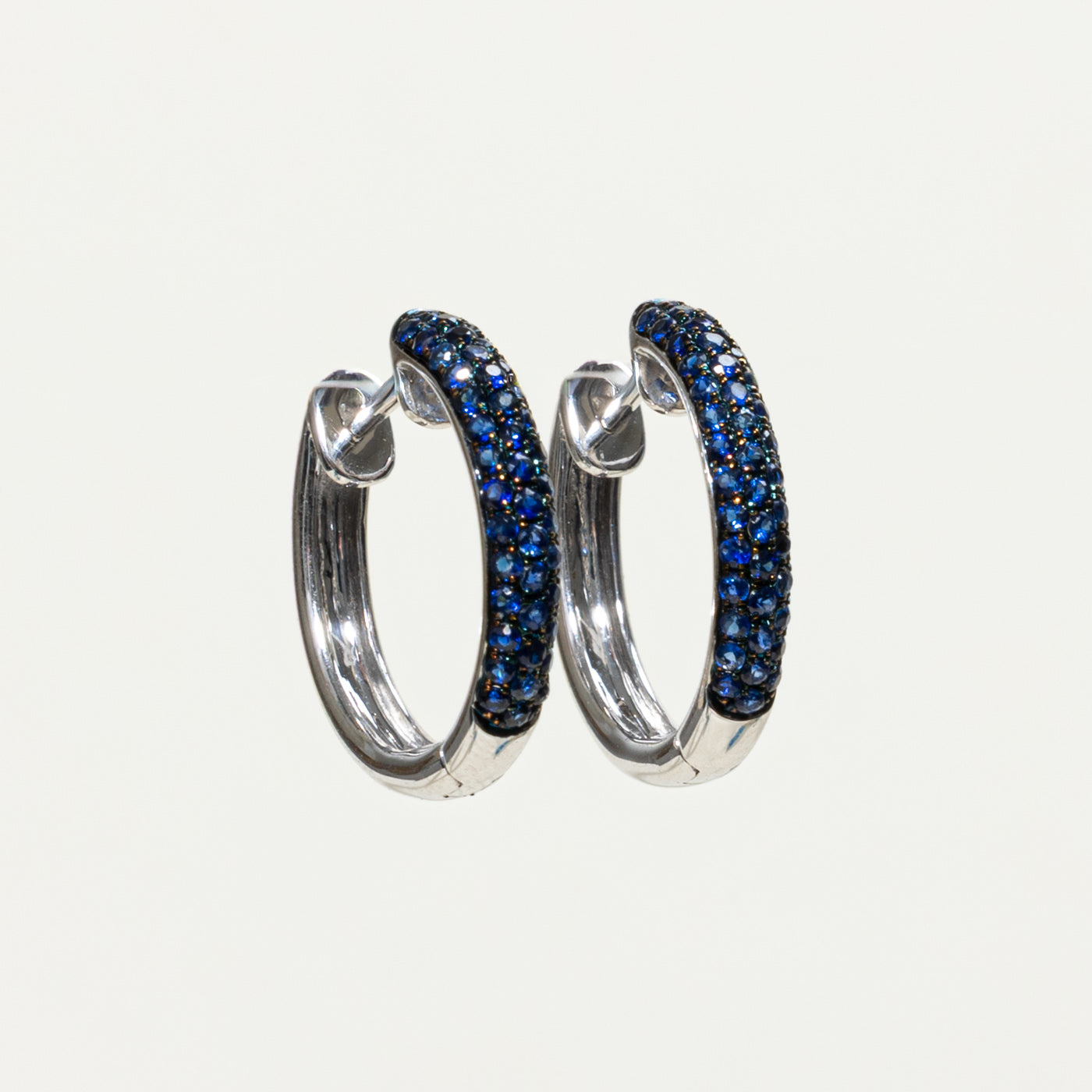 'Afarin' 18k Pavé Set Sapphire Hoop Earrings | 0.8ctw