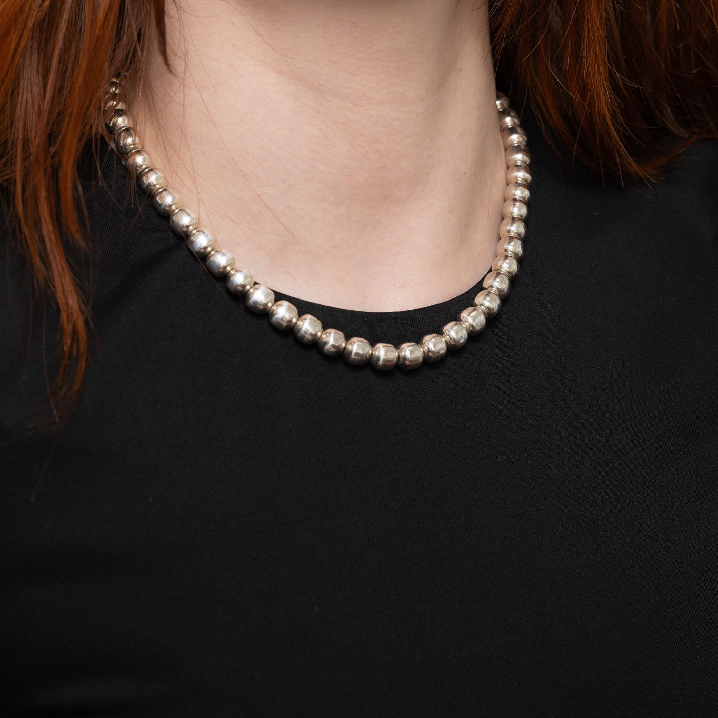 Sterling Silver Beaded Necklace | 8.2mm | 17"