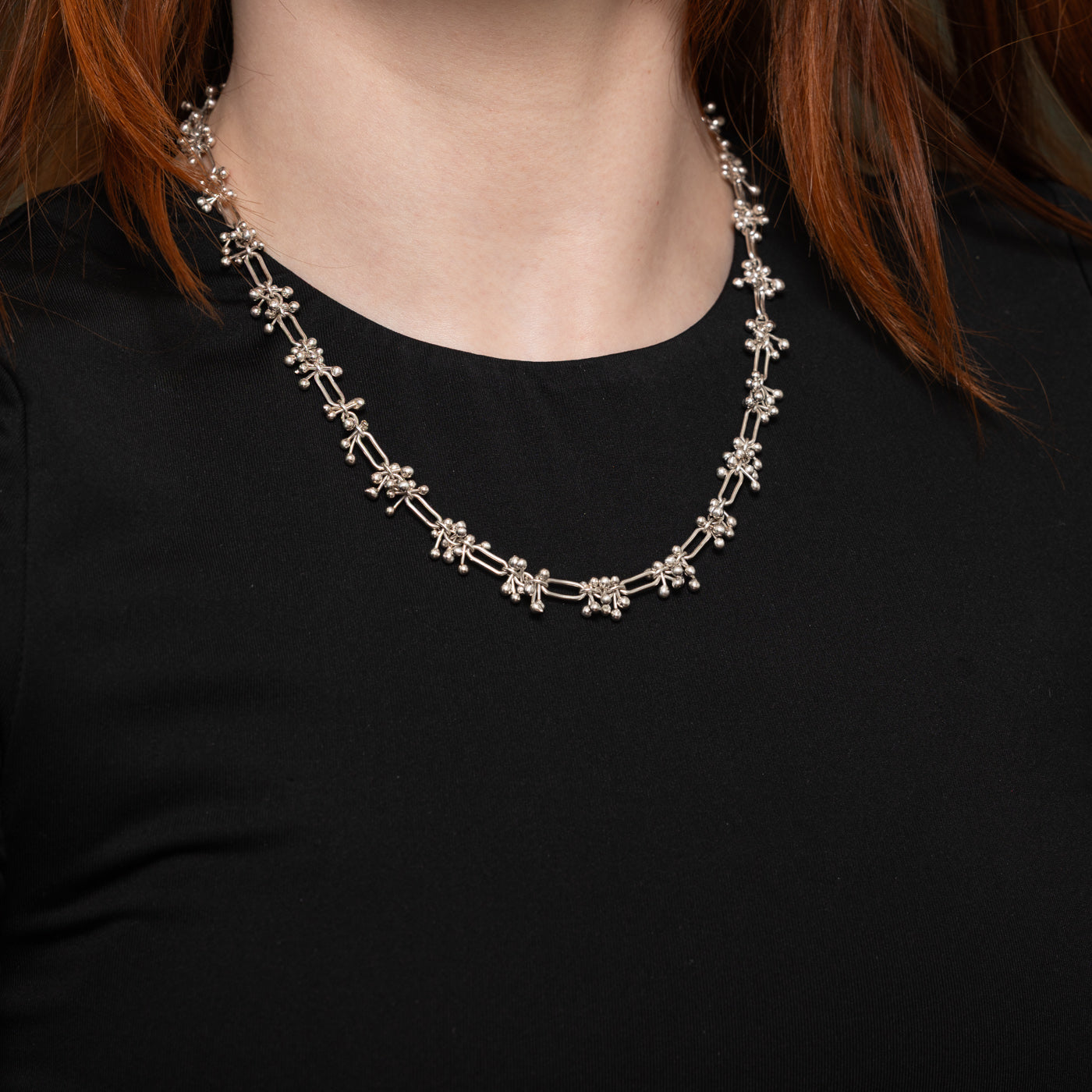 Sterling Silver Bead Cluster Chain Necklace | 19.5"
