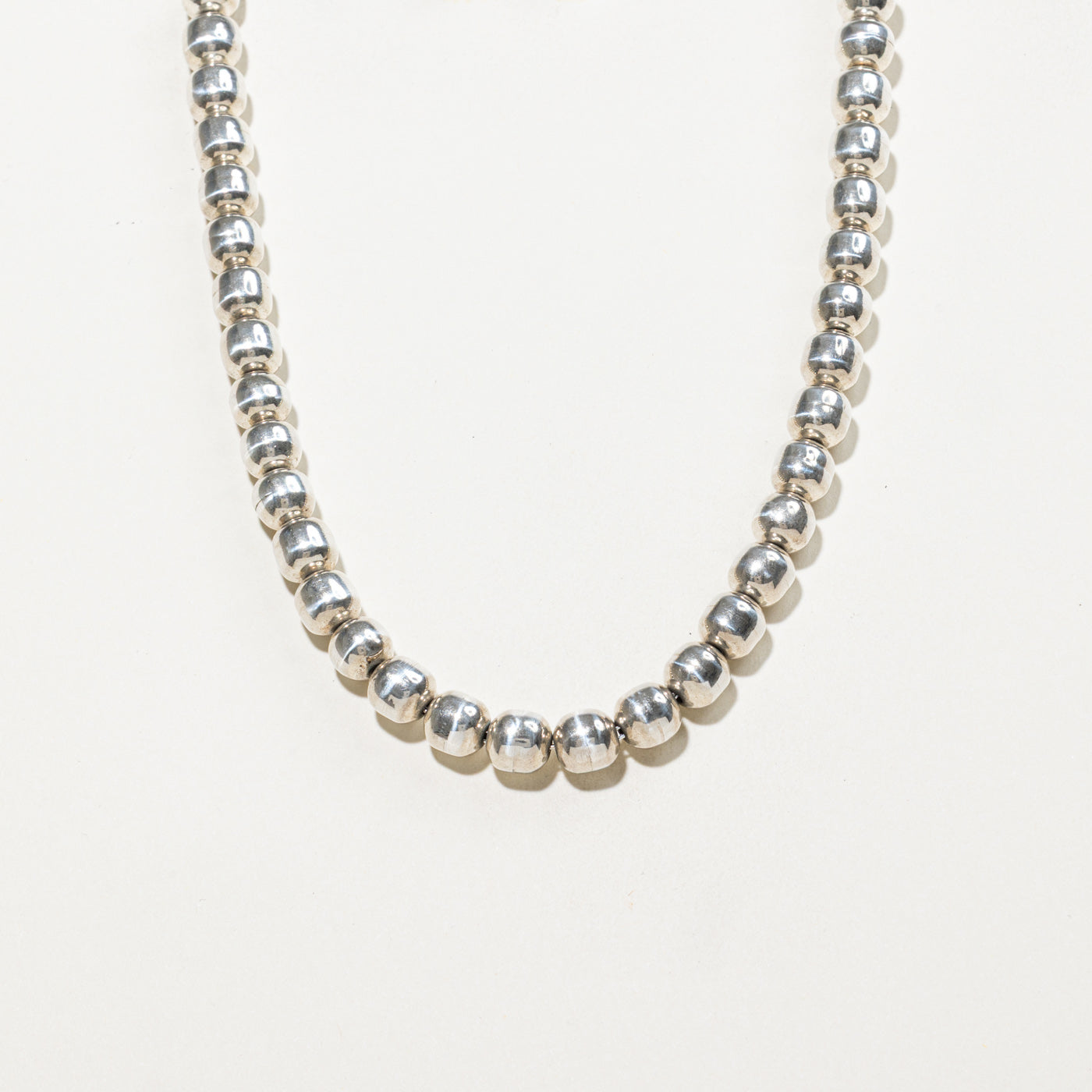Sterling Silver Beaded Necklace | 8.2mm | 17"