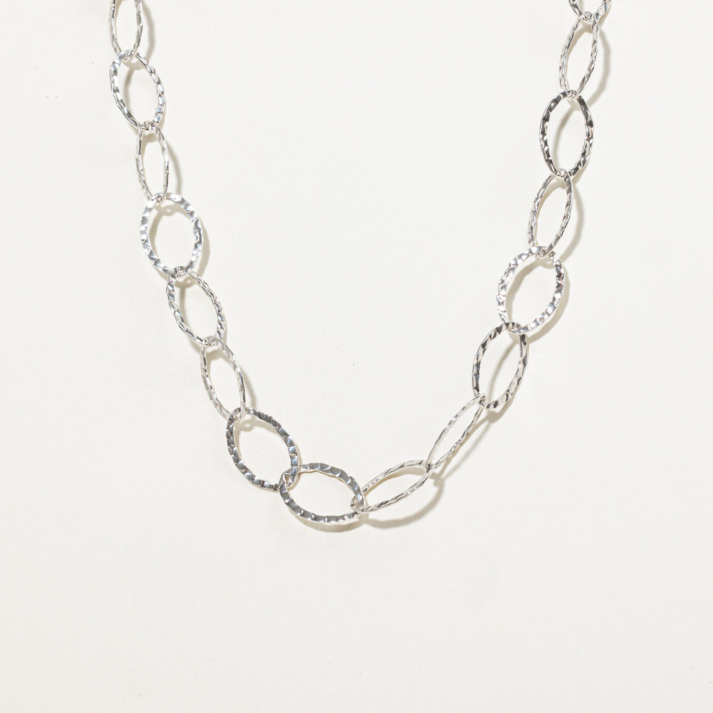 Sterling Silver Hammered Oval Link Chain | 14mm | 19.5"