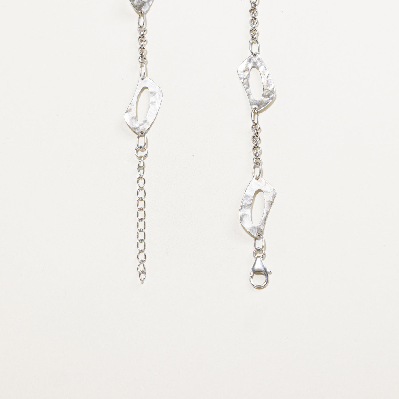 Sterling Silver Hammered Geometric Chain Necklace | 19"