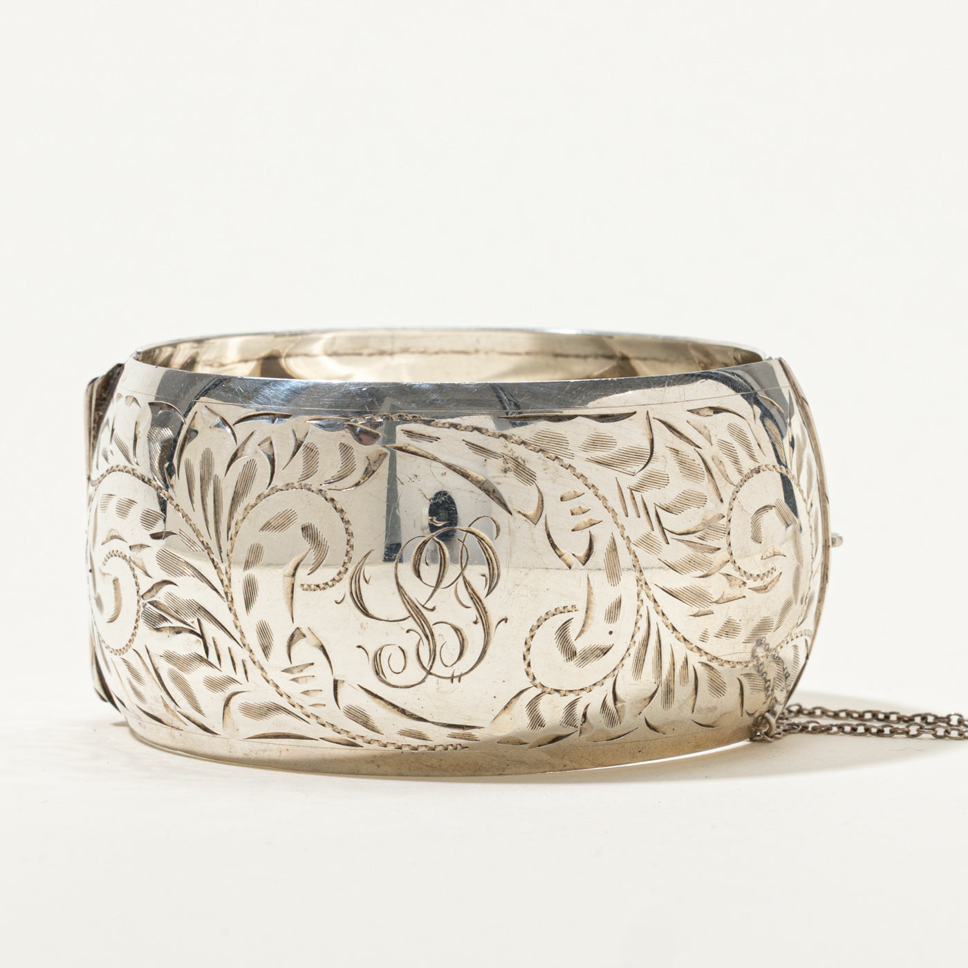 Sterling Silver "SP" Initial Engraved Cuff Bracelet | 7.5"
