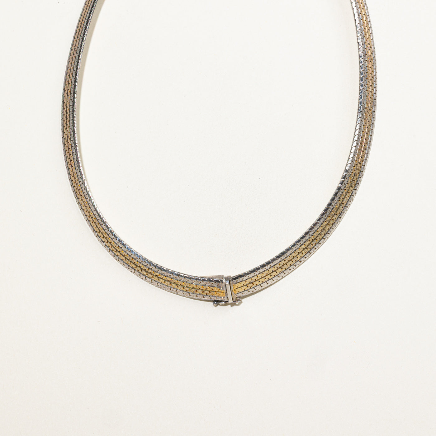 Italian Sterling Silver Two Tone Flat Chain | 16"