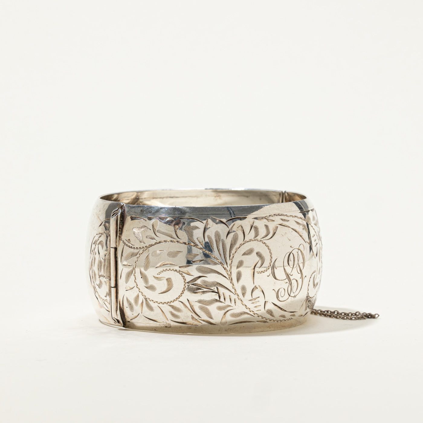 Sterling Silver "SP" Initial Engraved Cuff Bracelet | 7.5"