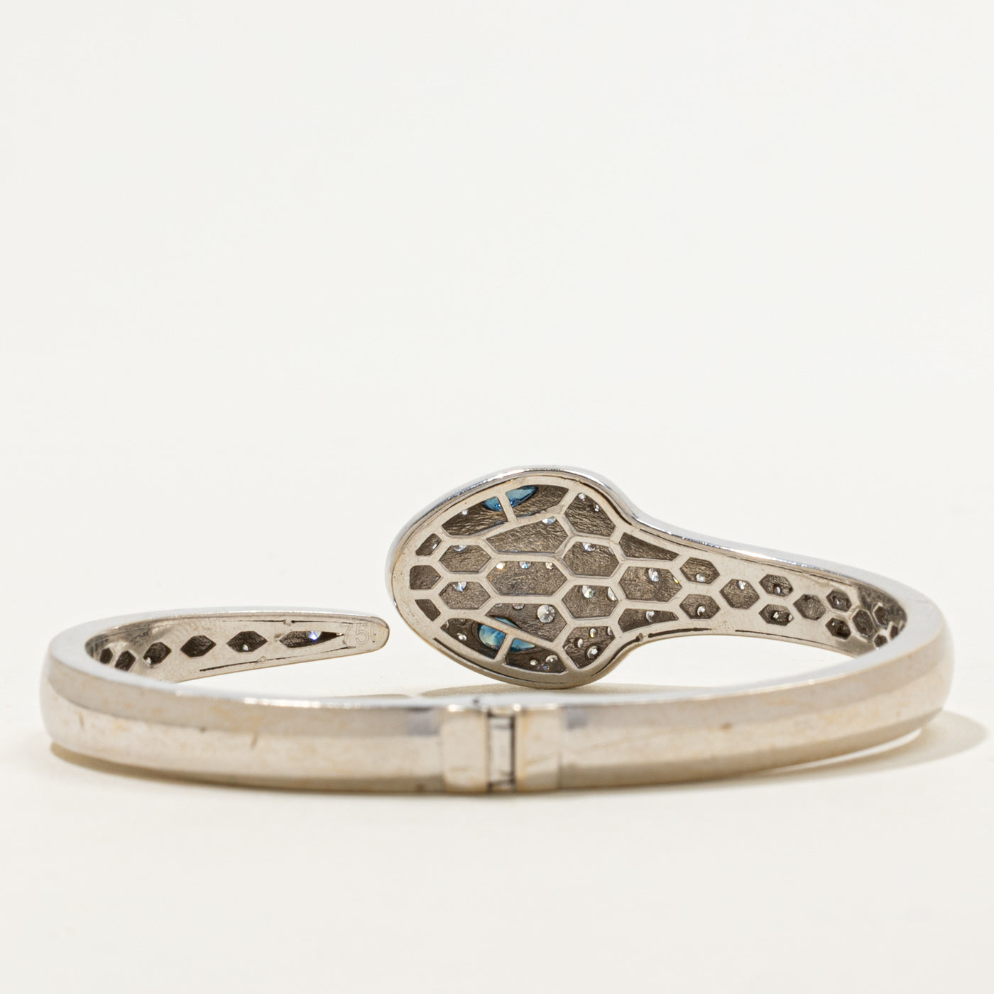 Diamond & Sapphire Eye Snake Cuff | 1.12ctw, 0.30ctw | 7"